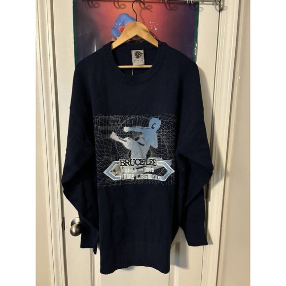 vintage sweater bruce lee crewneck NWT navy blue size 1973 size XL - Picture 1 of 7